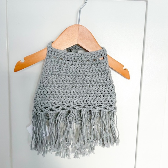 Harper Crop Top, Pima Cotton Top, Baby Crochet Crop Top, Fringe Cotton Crop Top - Picture 3 of 9